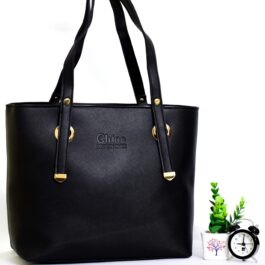 Black Iconic Shoulder Tote Bag