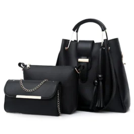 Black Luxury 3-Piece Shoulder Bag